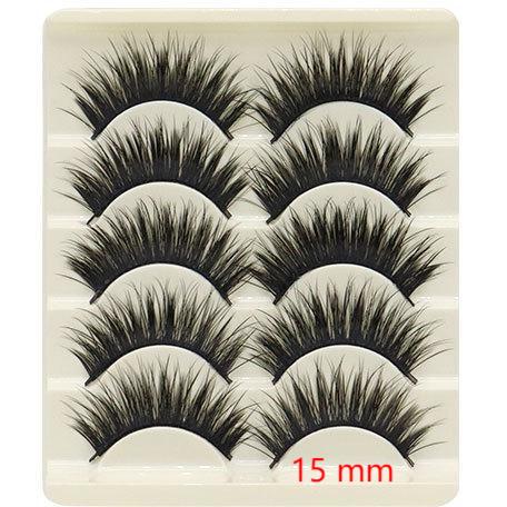 5-Pack 3D Faux Mink Blue False Eyelashes Thick False Eyelashes 12-15 MM 08