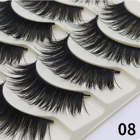 5-Pack 3D Faux Mink Blue False Eyelashes Thick False Eyelashes 12-15 MM 08