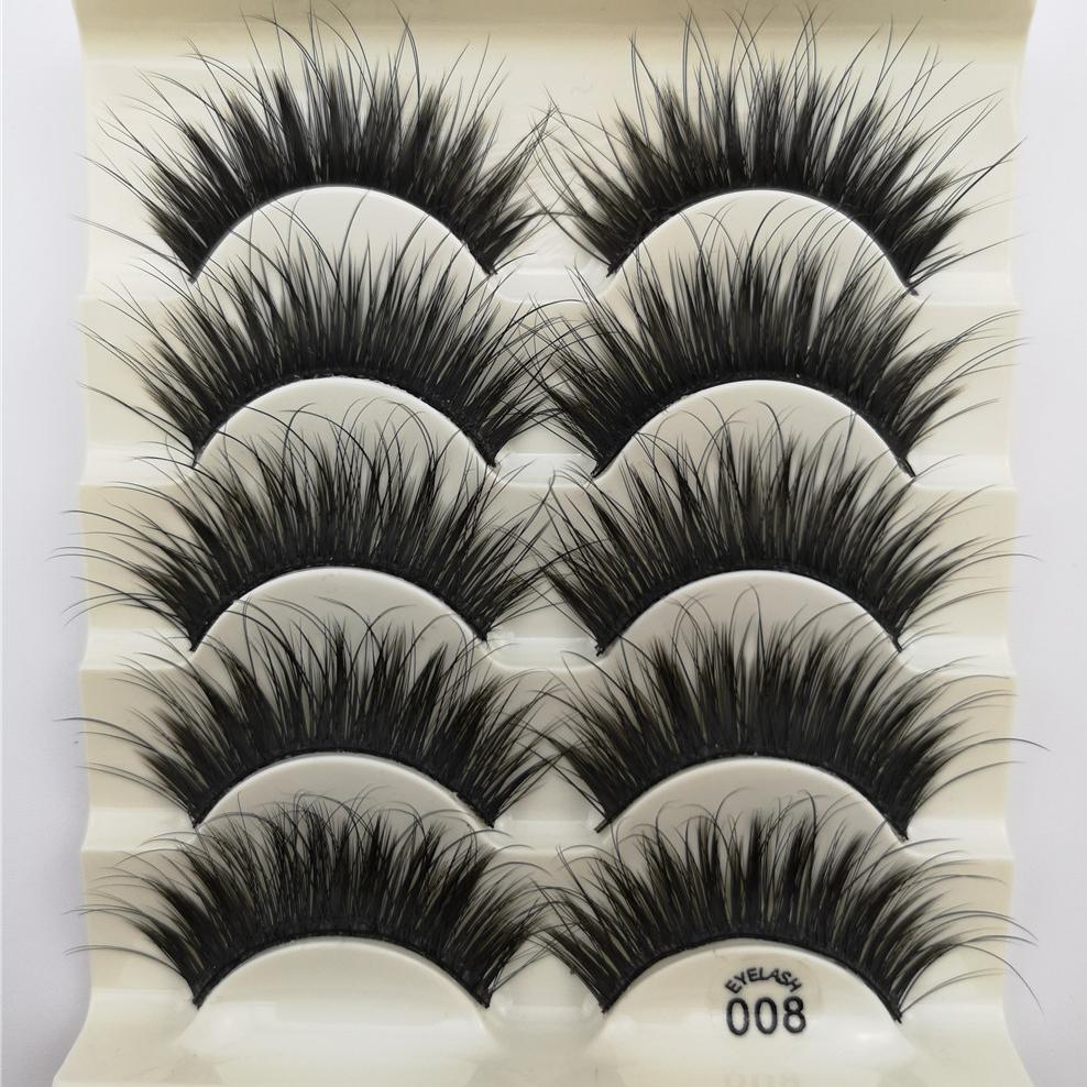 5-Pack 3D Faux Mink Blue False Eyelashes Thick False Eyelashes 12-15 MM 08