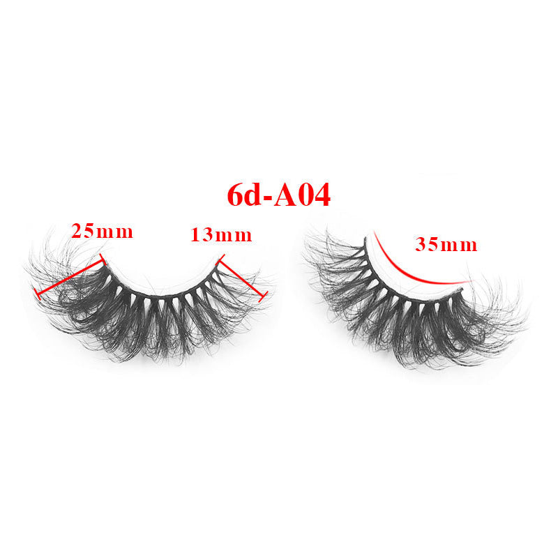 8 pairs of eyelashes with long curly 6D thick Faux mink eyelashes 25mm 6D-A04