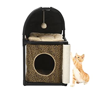 NEEPET Tree Shape Pet Bed Two Layers Cat Nest Puppy Cave