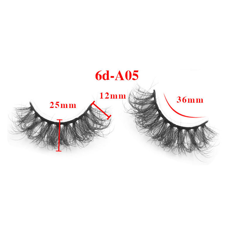 8 pairs of eyelashes with long curly 6D thick Faux mink eyelashes 25mm 6D-A05