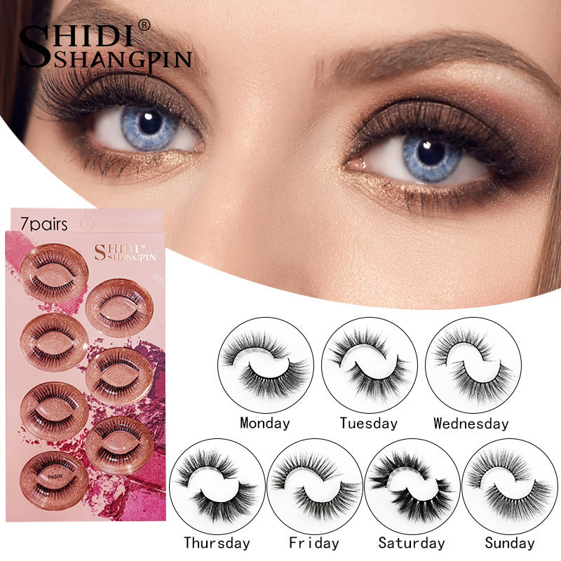 7 Pairs of 3D Mink False Eyelashes 11mm Week Series-Friday