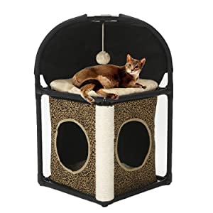 NEEPET Tree Shape Pet Bed Two Layers Cat Nest Puppy Cave