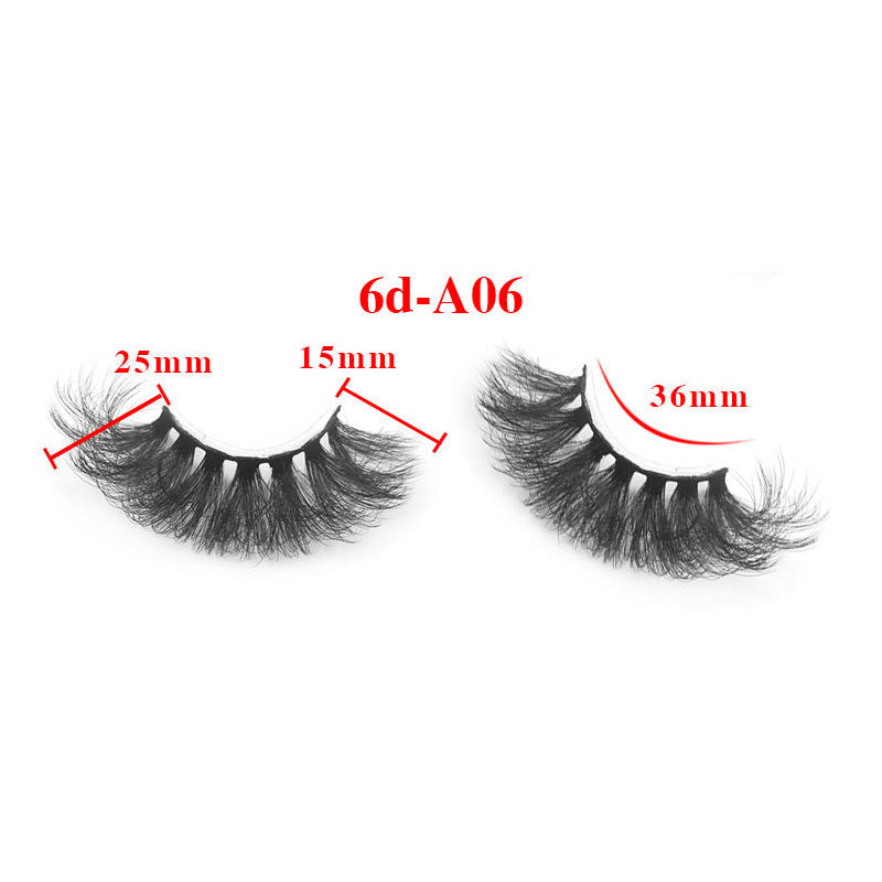 8 pairs of eyelashes with long curly 6D thick Faux mink eyelashes 25mm 6D-A06