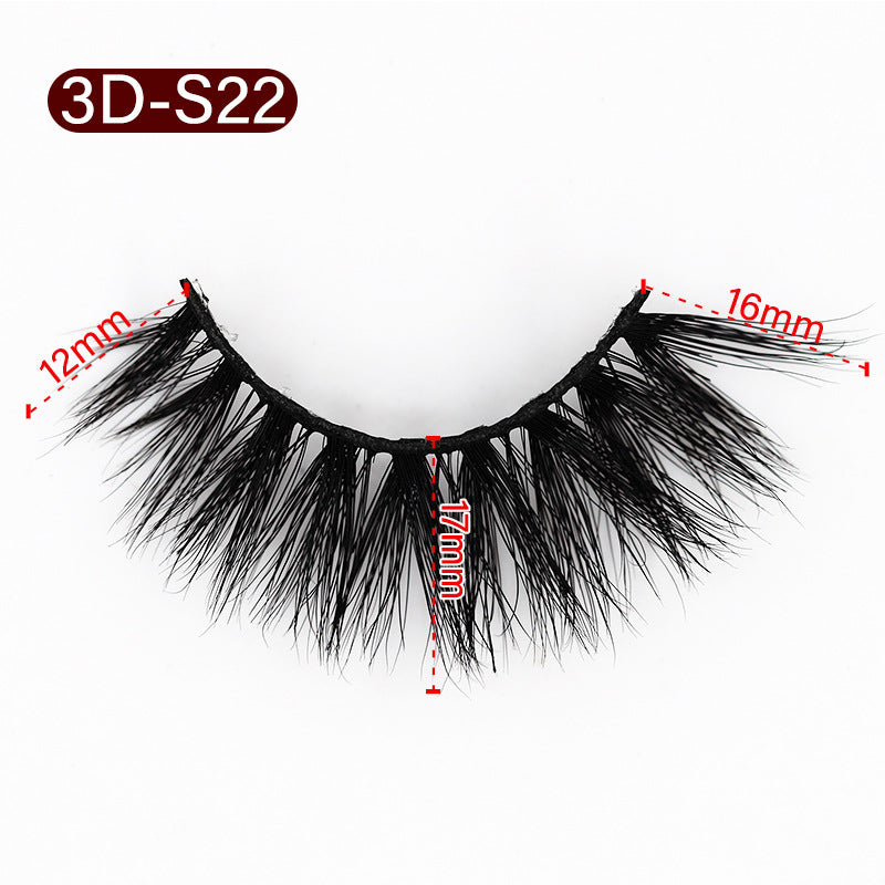 3D Mink False Eyelashes Natural Thick False Eyelashes 17 MM 3D-S22