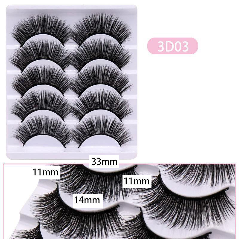 5-Pack 3D Faux Mink False Eyelashes Thick False Eyelashes 11-14 MM 3D03