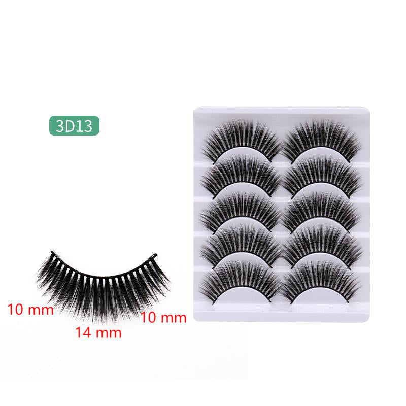 5-Pack 3D Faux Mink False Eyelashes Thick False Eyelashes 10-14 MM 3D13