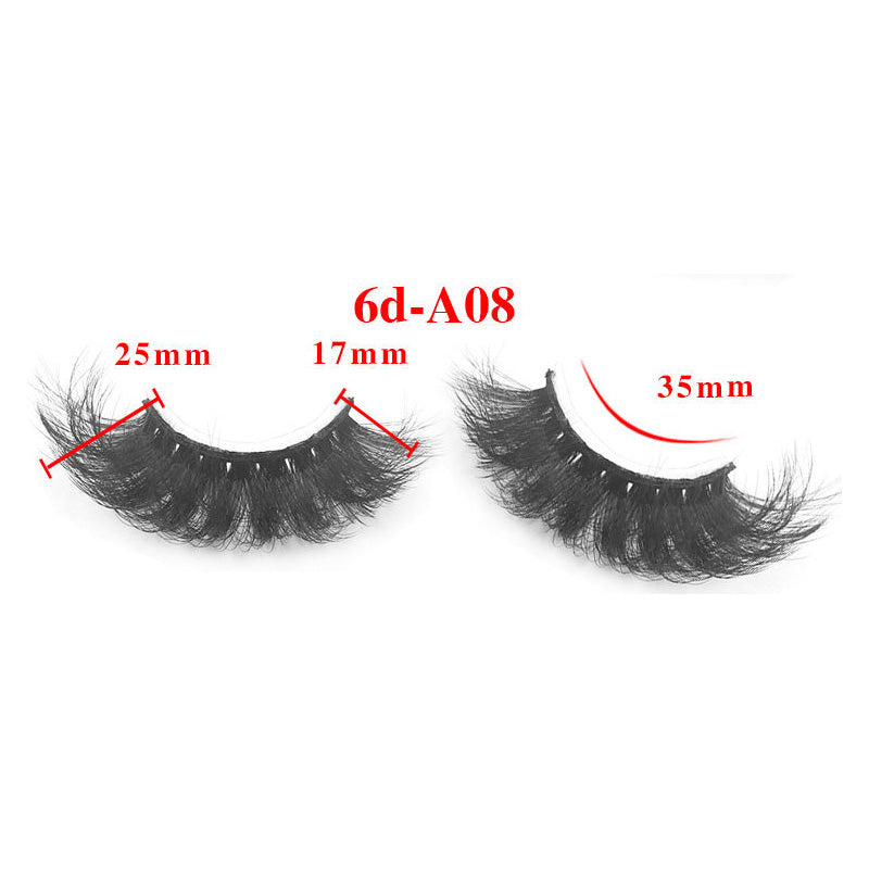 8 pairs of eyelashes with long curly 6D thick Faux mink eyelashes 25mm 6D-A08