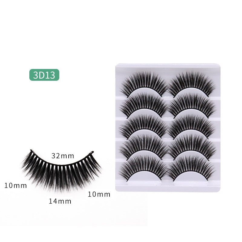 5-Pack 3D Faux Mink False Eyelashes Wispy False Eyelashes 10-14 MM 3D13