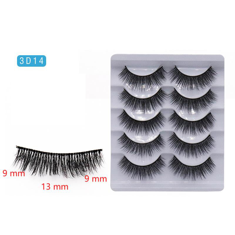 5-Pack 3D Faux Mink False Eyelashes Thick False Eyelashes 9-13 MM 3D14