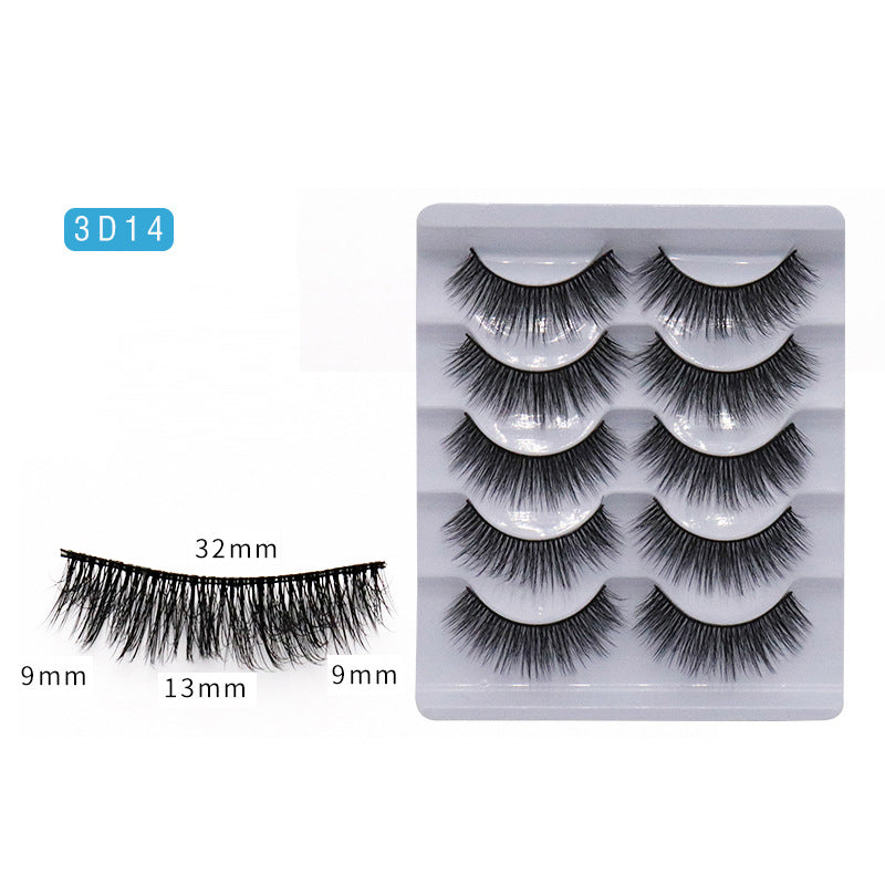 5-Pack 3D Faux Mink False Eyelashes Wispy False Eyelashes 9-13 MM 3D14