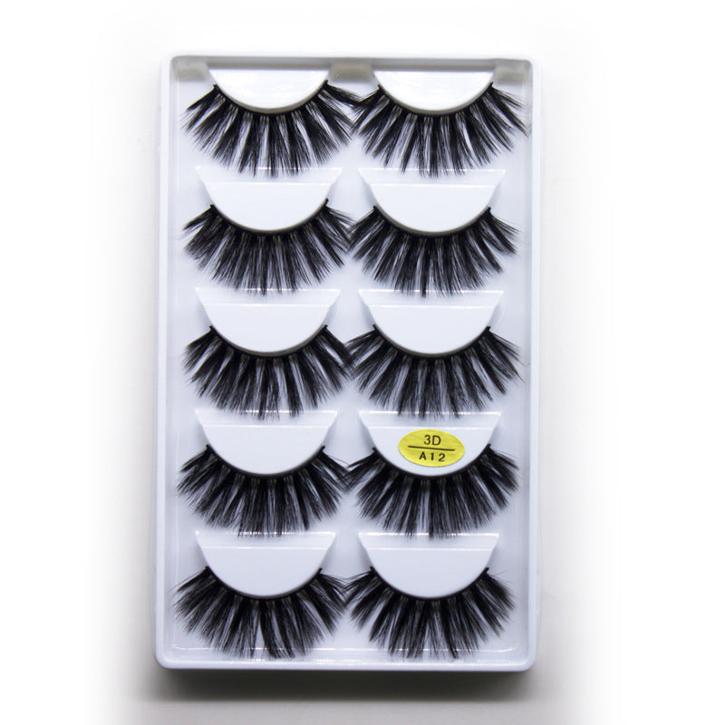 5-Pack 3D Faux Mink False Eyelashes Thick False Eyelashes 14-17 MM 3DA12