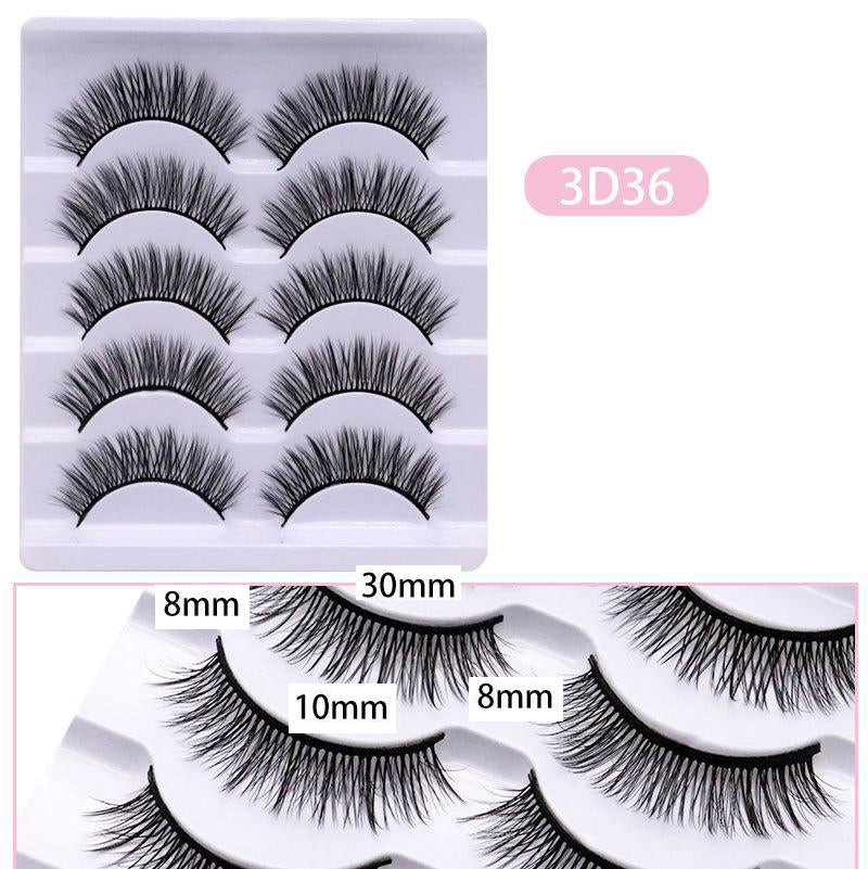 5-Pack 3D Faux Mink False Eyelashes Thick False Eyelashes 8-10 MM 3D36