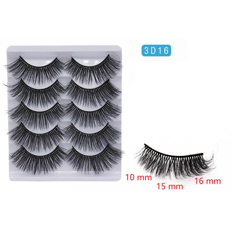 5-Pack 3D Faux Mink False Eyelashes Thick False Eyelashes 10-16 MM 3D16