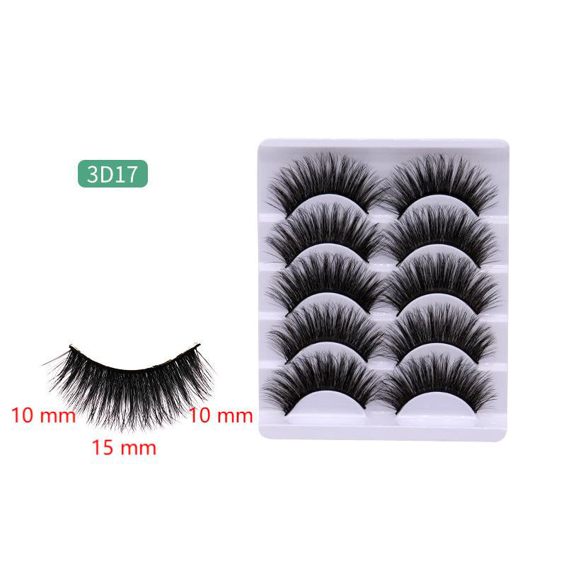 5-Pack 3D Faux Mink False Eyelashes Thick False Eyelashes 10-15 MM 3D17