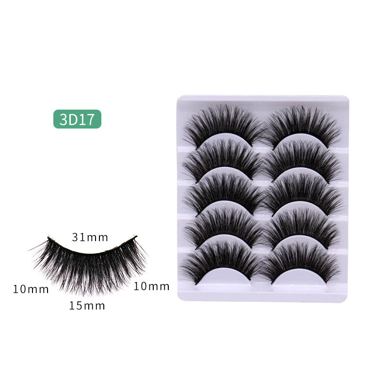 5-Pack 3D Faux Mink False Eyelashes Wispy False Eyelashes 10-15 MM 3D17