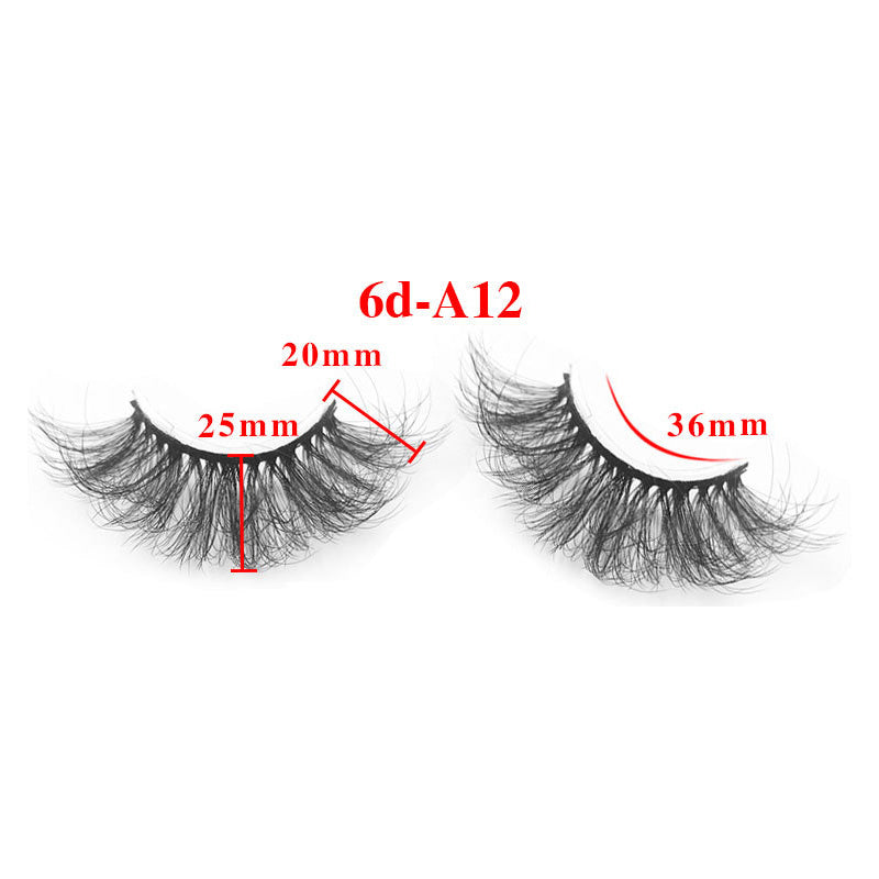 8 pairs of eyelashes with long curly 6D thick Faux mink eyelashes 25mm 6D-A12