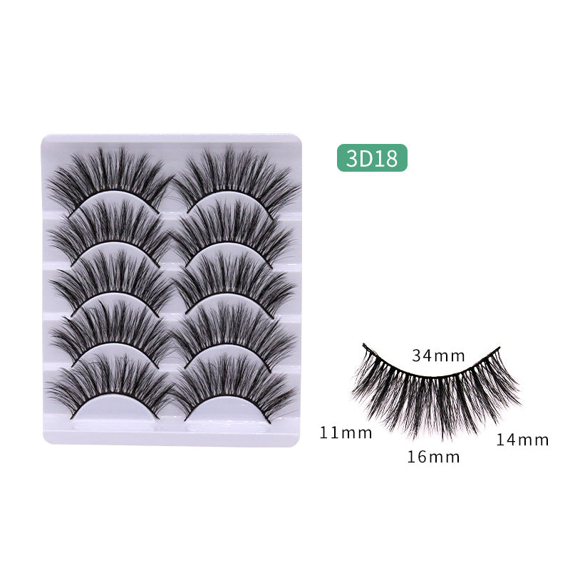 5-Pack 3D Faux Mink False Eyelashes Wispy False Eyelashes 11-16 MM 3D18