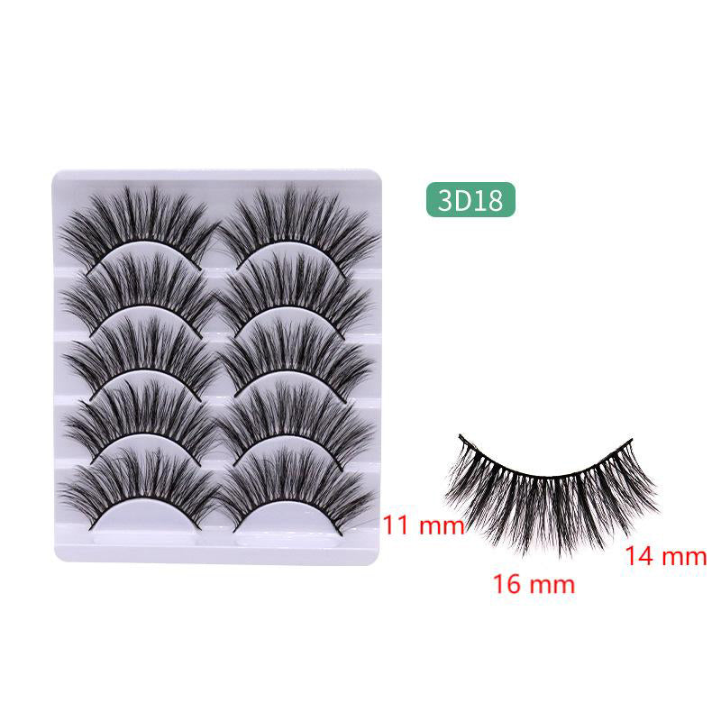 5-Pack 3D Faux Mink False Eyelashes Thick False Eyelashes 11-16 MM 3D18