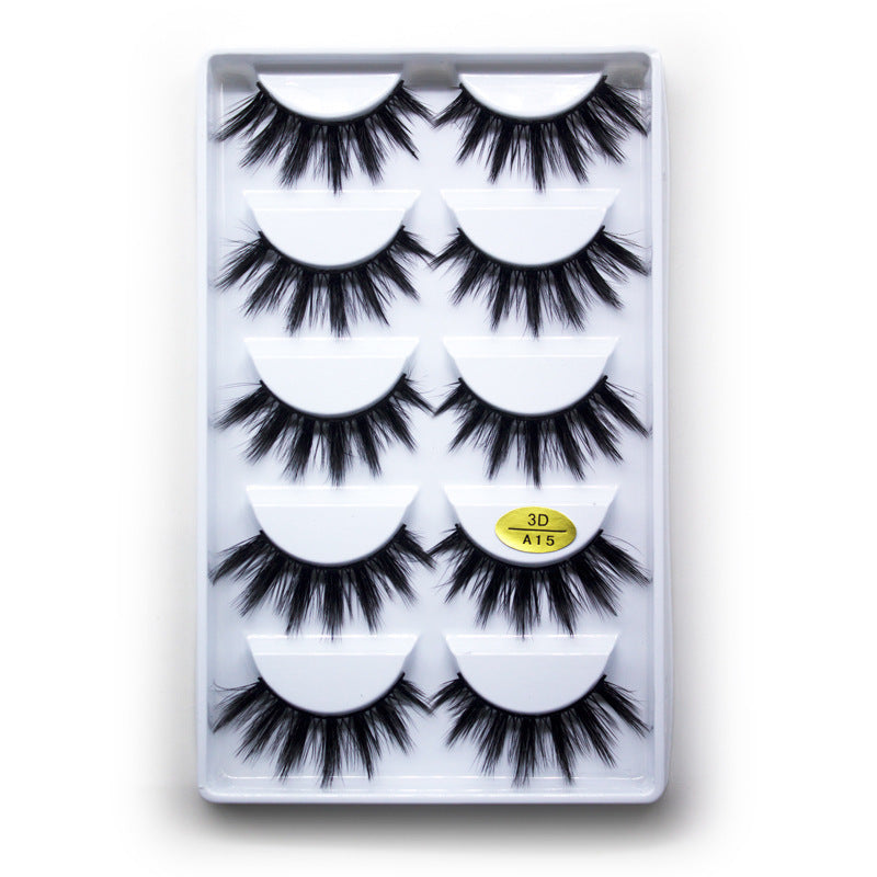 5-Pack 3D Faux Mink False Eyelashes Thick False Eyelashes 10-16 MM 3DA15