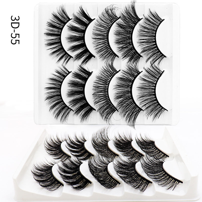 5-Pack 3D Faux Mink False Eyelashes Thick False Eyelashes 15 MM Mix 3D-55