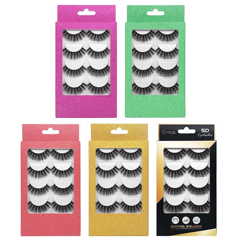 5 Pairs Of 3D Faux Mink Hair Natural Flully False Eyelashes 9-12mm G809