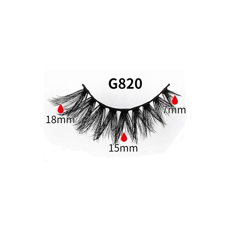 5 Pairs Of Black 3D Natural Thick Cat Eye Tail Elongated False Eyelashes 15mm G820