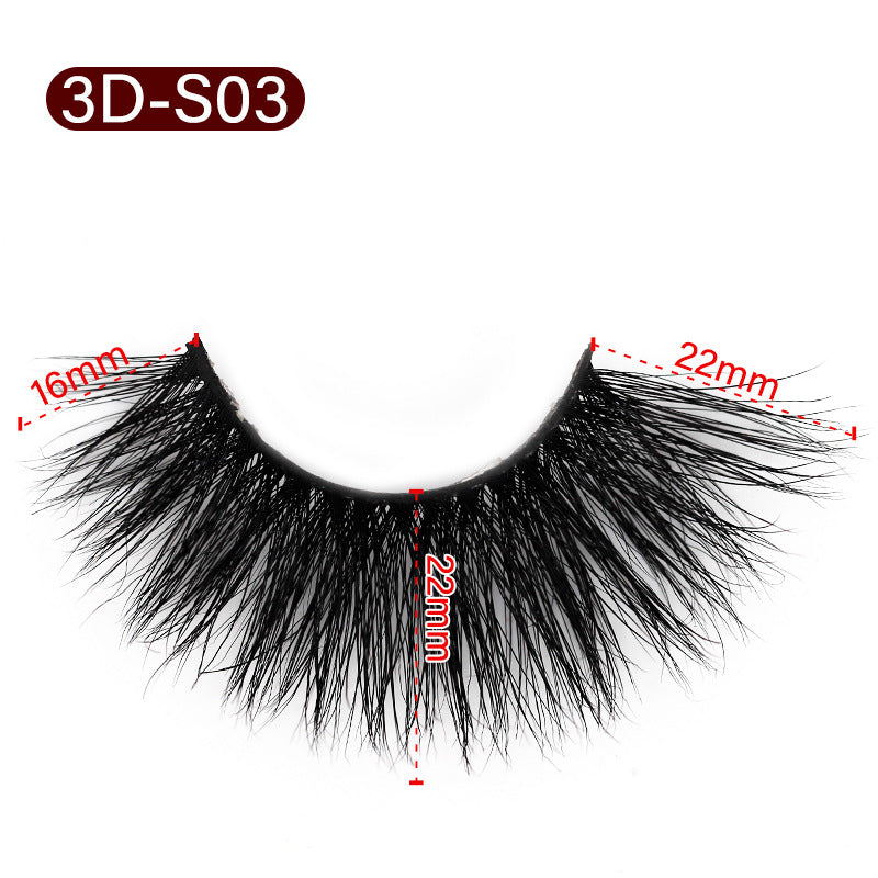 3D Mink False Eyelashes Natural Thick False Eyelashes 22 MM 3D-S03