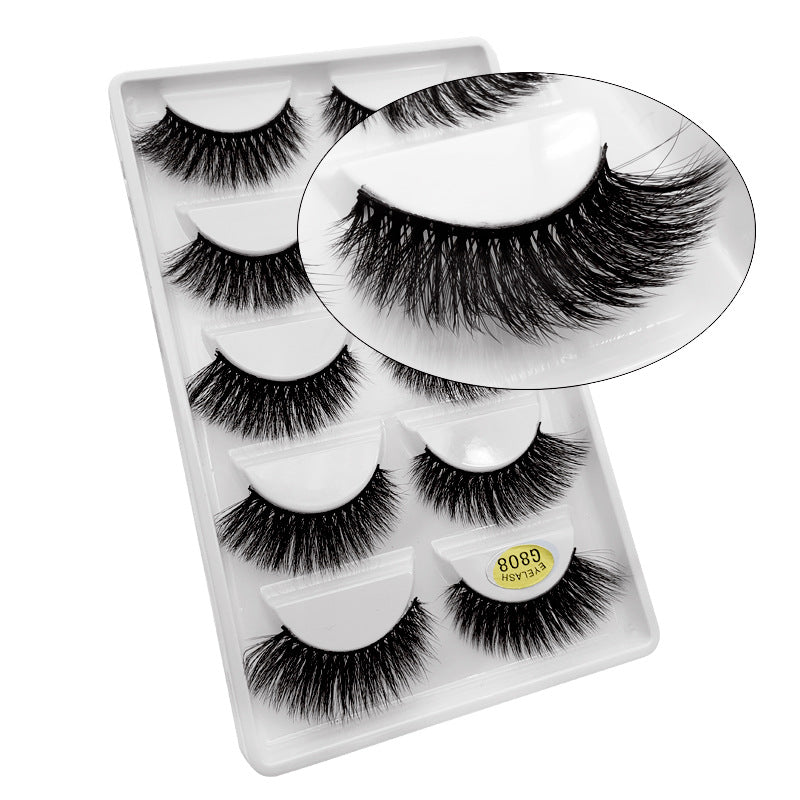 5 Pairs Of 3D Faux Mink Hair Natural Flully False Eyelashes 8-14mm G808