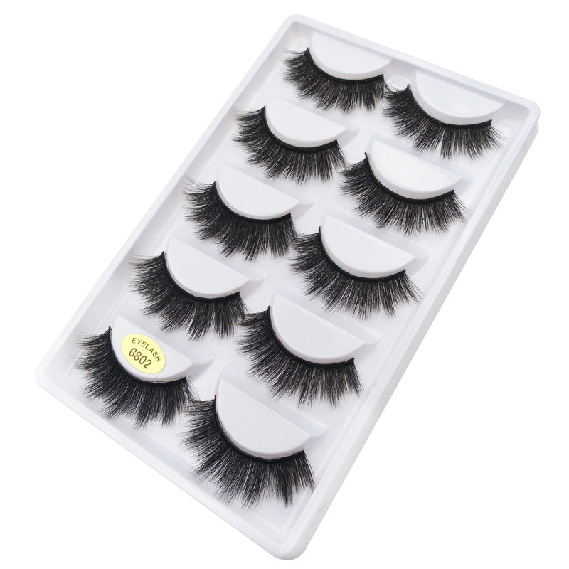 5 Pairs Of 3D Faux Mink Hair Natural Flully False Eyelashes 14mm G802