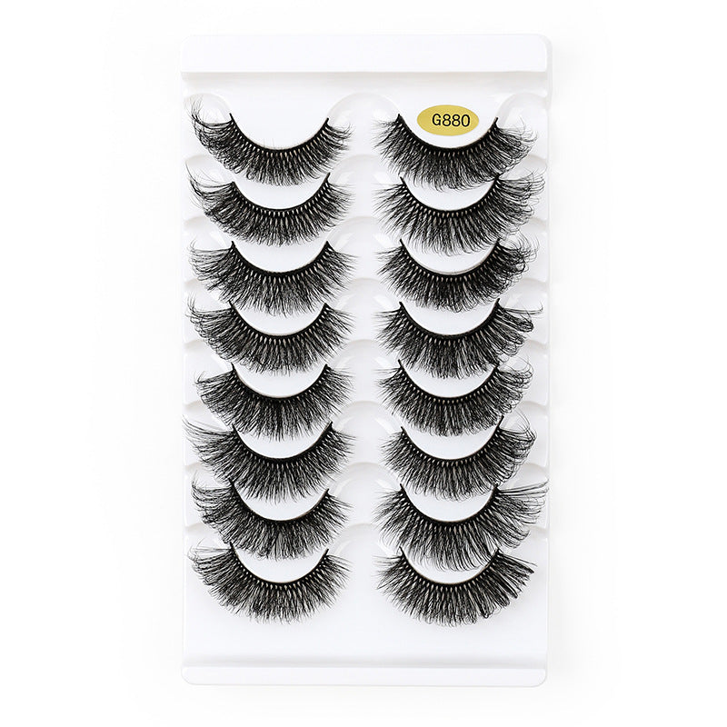 8 Pairs Of Curling Natural Thick False Eyelashes 14mm G880