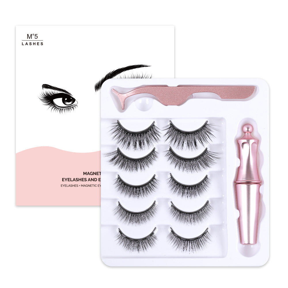 5 Packs 3D Reusable Waterproof Eyelashes Magnetic Thick Mix False Eyelashes