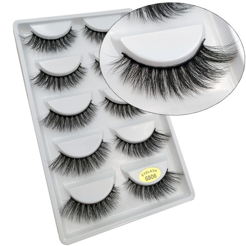 5 Pairs Of 3D Faux Mink Hair Natural Flully False Eyelashes 9-13mm G806