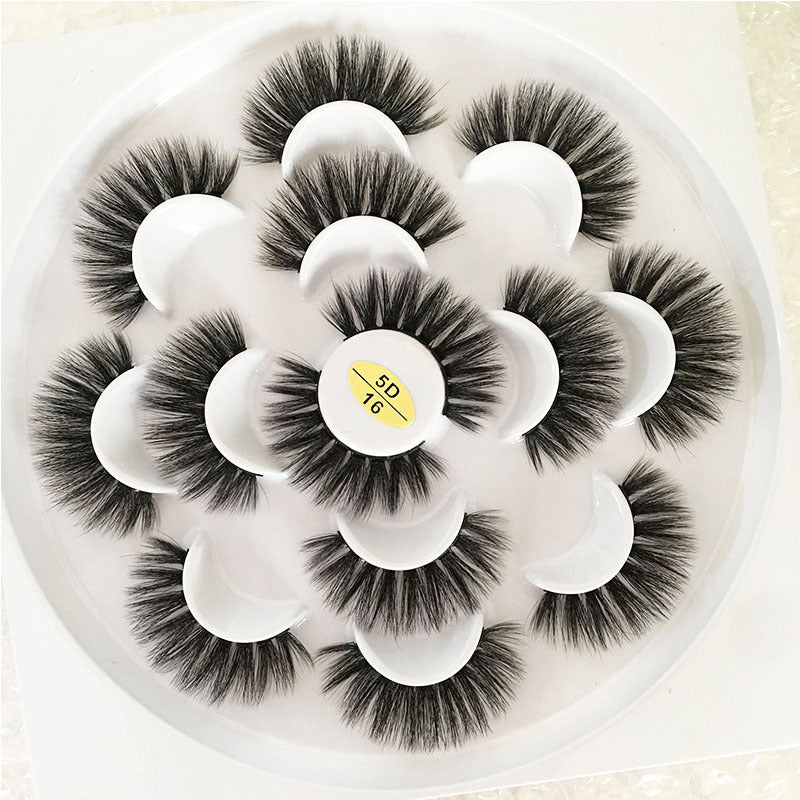 7 pairs of lotus plate 3D Mink Hair false eyelashes multilayer 3D False eyelashes 25mm