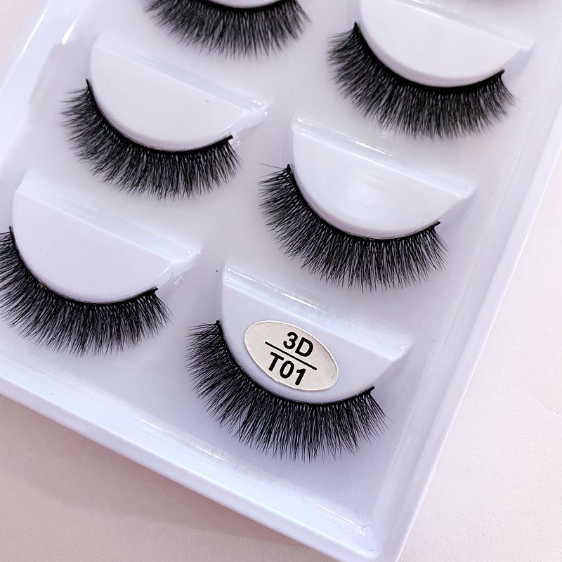 5 Pairs Of Natural Long False Eyelashes 3D Imitation Mink Eyelashes 25mm