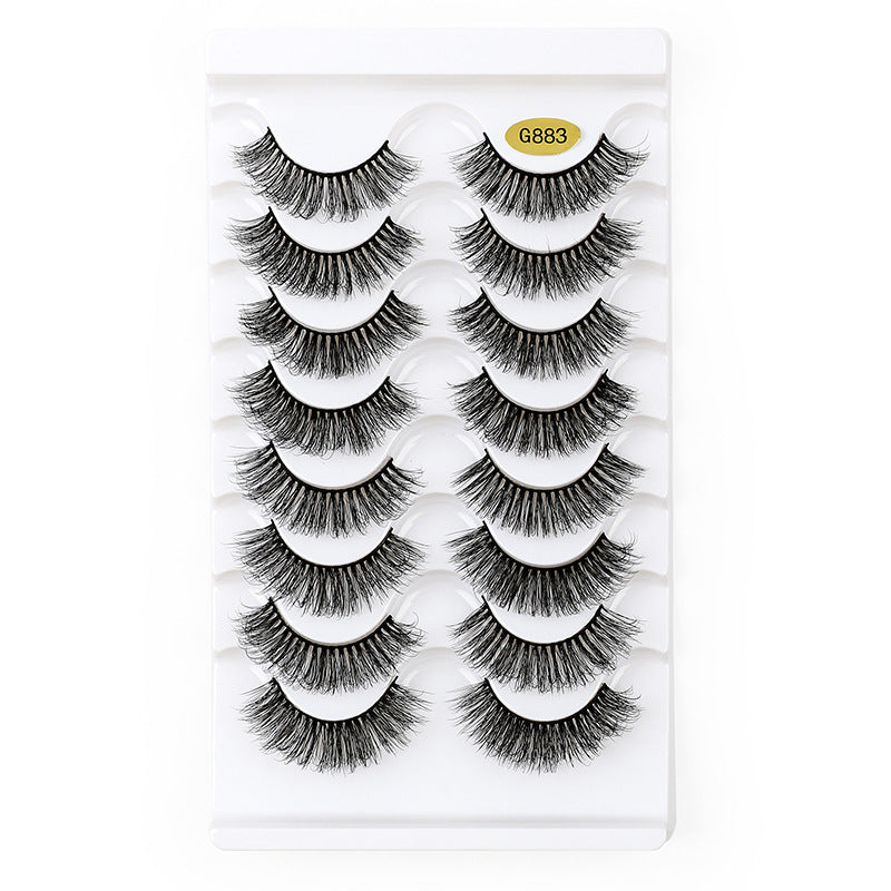 8 Pairs Of Curling Natural Thick False Eyelashes 16mm G883