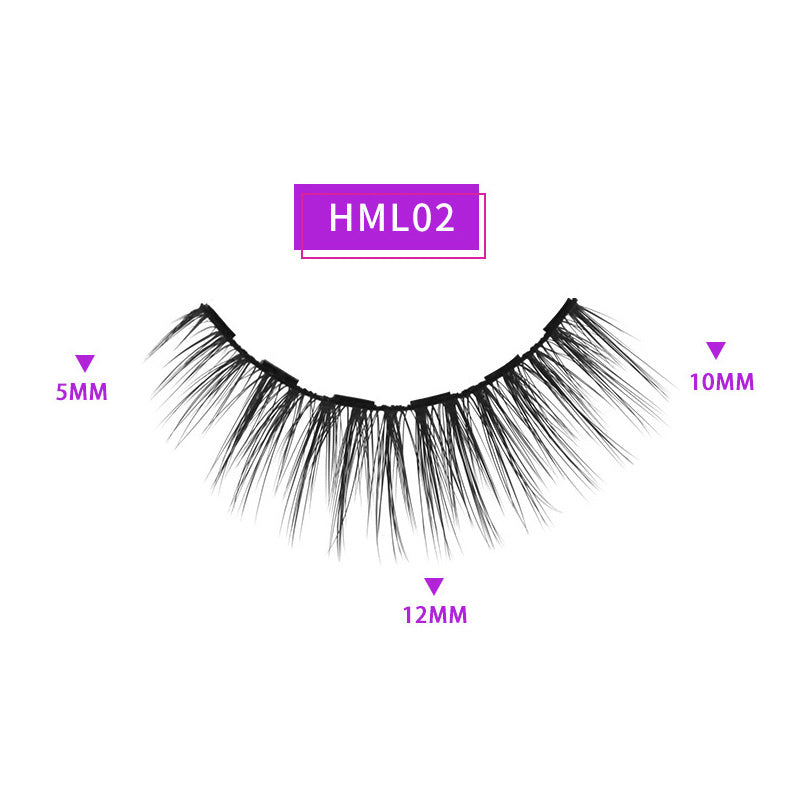 6 Pairs Magnetic Set of Glue Free Thick Curly Faux Mink Hair False Eyelashes 12mm HML02