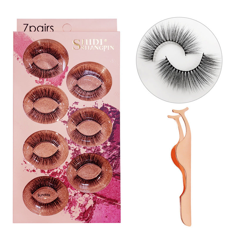 7 Pairs of 3D Mink False Eyelashes 14mm Week Series-Sunday