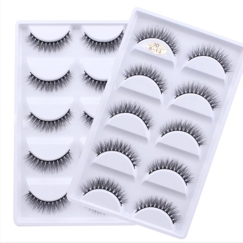 5 Pairs 100% Real Fake Mink Lashes 3D Natural False Eyelashes