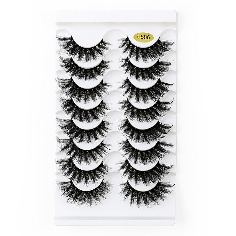 8 Pairs Of Curling Natural Thick False Eyelashes 14mm G886