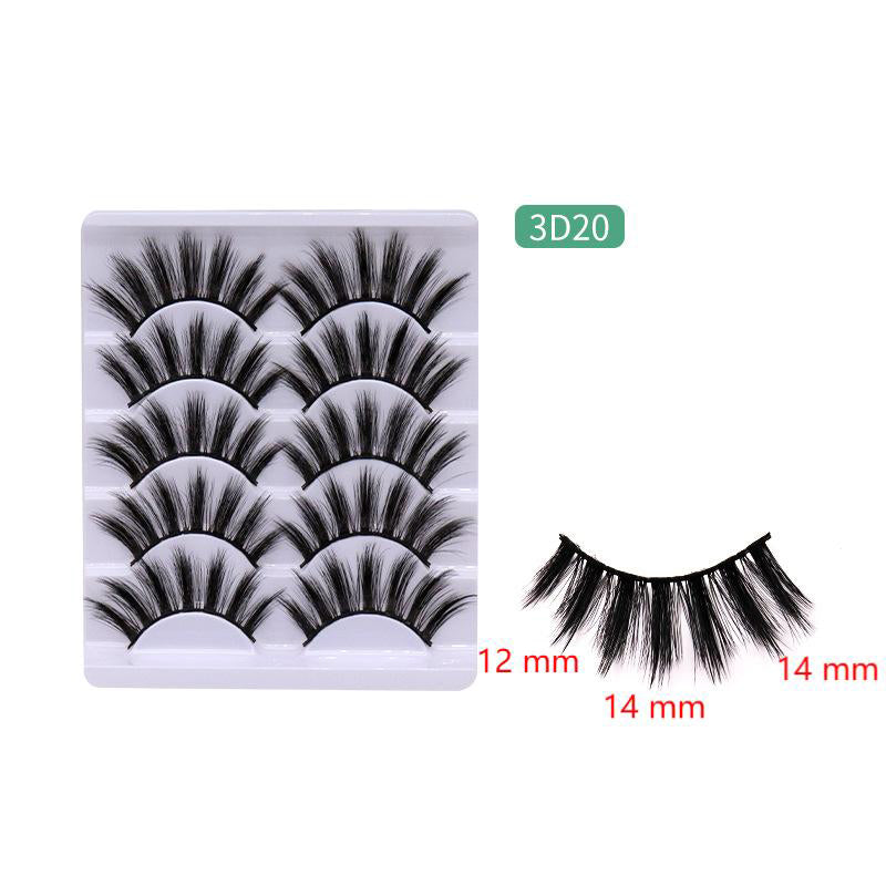 5-Pack 3D Faux Mink False Eyelashes Thick False Eyelashes 12-14 MM 3D20