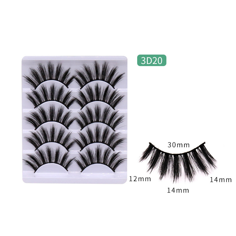 5-Pack 3D Faux Mink False Eyelashes Wispy False Eyelashes 12-14 MM 3D20