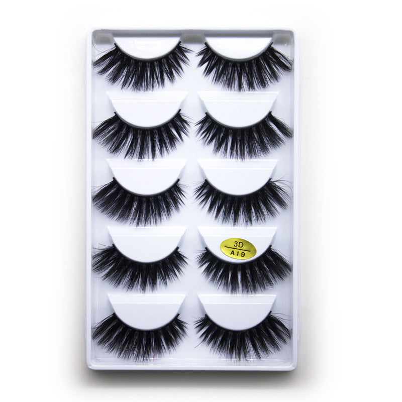 5-Pack 3D Faux Mink False Eyelashes Thick False Eyelashes 10-19 MM 3DA19