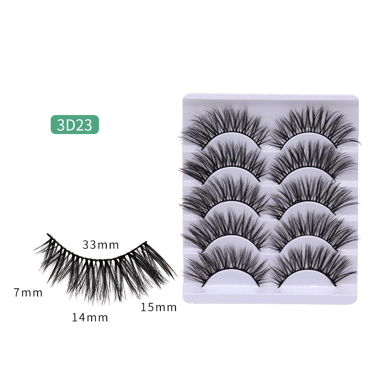 5-Pack 3D Faux Mink False Eyelashes Wispy False Eyelashes 7-15 MM 3D23