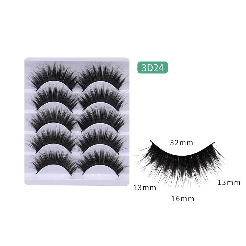 5-Pack 3D Faux Mink False Eyelashes Wispy False Eyelashes 13-16 MM 3D24