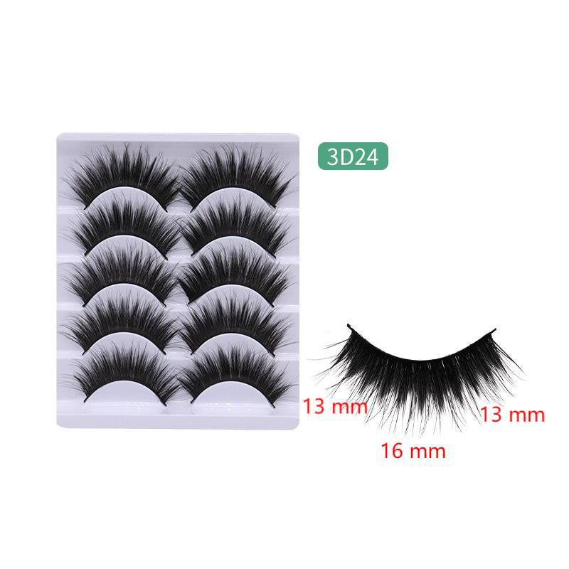 5-Pack 3D Faux Mink False Eyelashes Thick False Eyelashes 13-16 MM 3D24