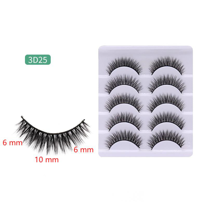 5-Pack 3D Faux Mink False Eyelashes Thick False Eyelashes 6-10 MM 3D25