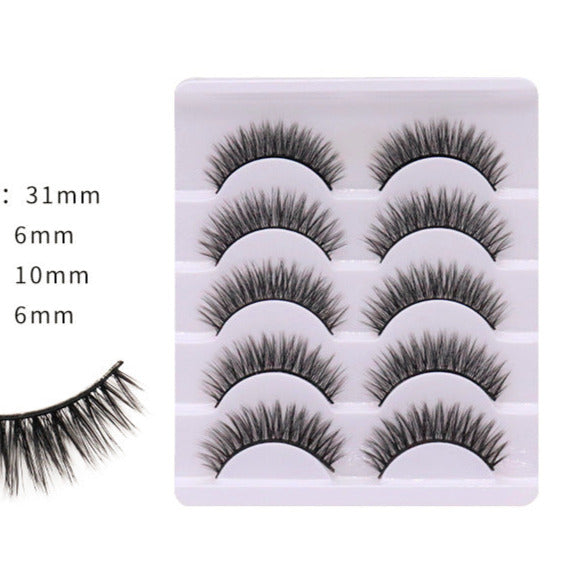 5-Pack 3D Faux Mink False Eyelashes Wispy False Eyelashes 6-10 MM 3D25