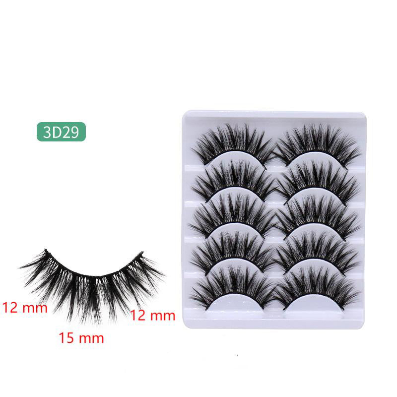 5-Pack 3D Faux Mink False Eyelashes Thick False Eyelashes 12-15 MM 3D29